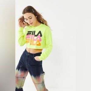 FILA Neon Long Sleeve Crop Top Urban Outfitters Size Small
